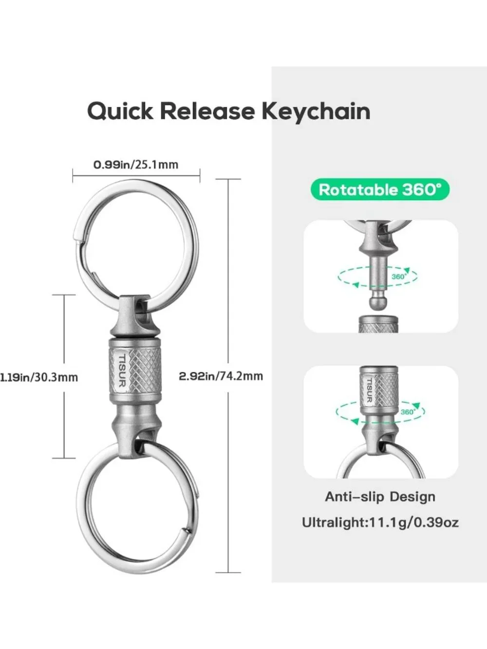 Detachable Titanium Quick Release Keychain - Lightweight, Durable Key Ring